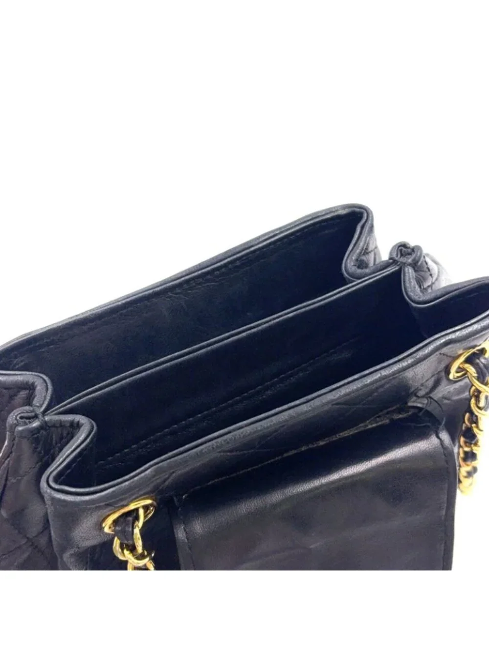 Chanel Quilted Tassel Lambskin Black Chain Shoulder Bag Gold